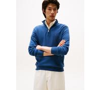 Troyer TOMMY HILFIGER "ESSENTIAL COTTON ZIP MOCK", Herren, Gr. S, blau (aegean sea), Strick, Obermaterial: 100% Baumwolle, Pullover Troyer (87570132-S) aegean sea