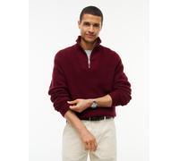 Troyer TOMMY HILFIGER "FISHERMAN RIB ZIP MOCK", Herren, Gr. L, rot (burgundy), Strick, Obermaterial: 45% Nylon, 30% Baumwolle, 25% Wolle, relaxed fit normal, Rippstrickbündchen, Pullover Troyer, relax
