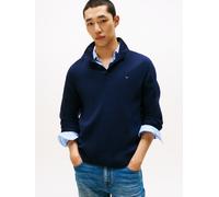 Troyer TOMMY HILFIGER "PIMA CASH STRUCTURE MOCK", Herren, Gr. XL, blau (desert sky), Strick, Obermaterial: 95% Baumwolle, 5% Kaschmir, normal, Rippbündchen, Pullover Troyer, Rippbündchen am Kragen, Är