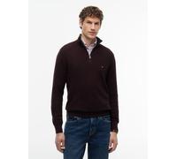 Troyer TOMMY HILFIGER "PIMA COTTON CASH STRUCTURE ZIP MOCK", Herren, Gr. M, braun (chocolate), Strick, Obermaterial: 95% Baumwolle, 5% Kaschmir, unifarben, normal, Rippbündchen, Pullover Troyer, mit K