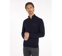 Troyer TOMMY HILFIGER "PIMA ORG CTN CASHMERE ZIP MOCK", Herren, Gr. S (46), blau (desert sky), Obermaterial: 95% Baumwolle, 5% Kaschmir, Rippstrickbündchen, Pullover Troyer (93347447-S) desert sky