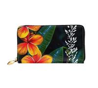 TRSGKSQP Leder Geldbörse für Damen Herren Bifold Wallet Ultra Slim Kreditkartenetui Auffällige Hawaii-Blumen Damen Clutch Geldbörse