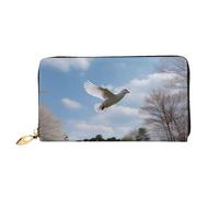 TRSGKSQP Leder-Geldbörse für Damen und Herren, Bifold Wallet Ultra Slim Kreditkartenetui A White Dove Flies by Damen Clutch Purse