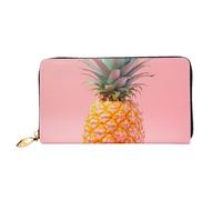 TRSGKSQP Ledergeldbörse für Damen und Herren, Bifold Wallet Ultra Slim Kreditkartenetui A Ananas Damen Clutch Geldbörse