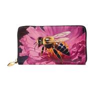 TRSGKSQP Ledergeldbörse für Damen und Herren, Bifold Wallet Ultra Slim Kreditkartenetui Bienen kreisende Damen Clutch Geldbörse