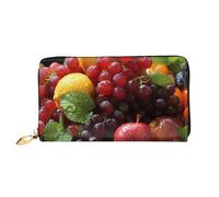 TRSGKSQP Ledergeldbörse für Damen und Herren, Bifold Wallet Ultra Slim Kreditkartenetui Frisches Obst Damen Clutch Geldbörse