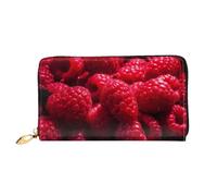 TRSGKSQP Ledergeldbörse für Damen und Herren, Bifold Wallet Ultra Slim Kreditkartenetui Haufen Himbeeren Damen Clutch Geldbörse