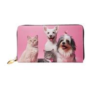 TRSGKSQP Ledergeldbörse für Damen und Herren, Bifold Wallet Ultra Slim Kreditkartenetui Hunde und Katzen Damen Clutch Geldbörse