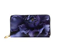 TRSGKSQP Ledergeldbörse für Damen und Herren, Bifold Wallet Ultra Slim Kreditkartenetui Lila Blume Textur Damen Clutch Geldbörse