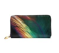 TRSGKSQP Ledergeldbörse für Damen und Herren, Bifold Wallet Ultra Slim Kreditkartenetui One Feather Damen Clutch Geldbörse