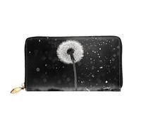 TRSGKSQP Ledergeldbörse für Damen und Herren, Bifold Wallet Ultra Slim Kreditkartenetui Pusteblume Schwarz und Weiß Damen Clutch Geldbörse