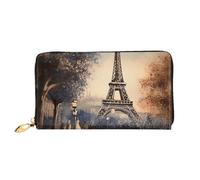 TRSGKSQP Ledergeldbörse für Damen und Herren, Bifold Wallet Ultra Slim Kreditkartenetui Romantische Paris Eiffelturm Damen Clutch Geldbörse