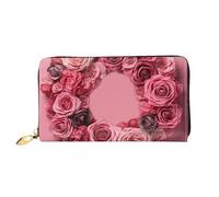 TRSGKSQP Ledergeldbörse für Damen und Herren, Bifold Wallet Ultra Slim Kreditkartenetui Rose Kombination Damen Clutch Geldbörse