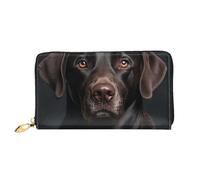 TRSGKSQP Ledergeldbörse für Damen und Herren, Bifold Wallet Ultra Slim Kreditkartenetui Schwarz Labor Hund Damen Clutch Geldbörse