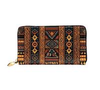 TRSGKSQP Ledergeldbörse für Damen und Herren, Bifold Wallet Ultra Slim Kreditkartenetui Traditionelles afrikanisches Design Muster Damen Clutch Geldbörse