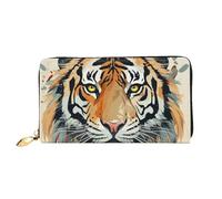 TRSGKSQP Ledergeldbörse für Damen und Herren, Bifold Wallet Ultra Slim Kreditkartenetui Year of The Tiger Face Damen Clutch Geldbörse