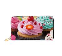 TRSGKSQP Ledergeldbörse für Damen und Herren, Bifold Wallet Ultra Slim Kreditkartenhalter Cupcake Damen Clutch Geldbörse