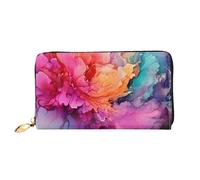 TRSGKSQP Ledergeldbörse für Damen und Herren, doppelt gefaltet, ultradünn, Kreditkartenhalter, buntes Aquarellgemälde, Damen-Clutch-Geldbörse
