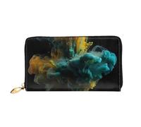 TRSGKSQP Ledergeldbörse für Damen und Herren, doppelt gefaltet, ultradünn, Kreditkartenhalter, farbige Flüssigkeit, Damen-Clutch-Geldbörse