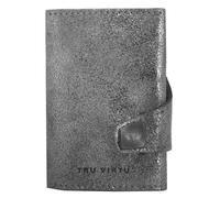 TRU VIRTU® Karten-Portemonnaie Click & Slide Glitter Silvergrey/Silver I Kreditkartenetui I Kartenetui-RFID-NFC-Schutz I Geldbörse aus echtem italienischen Leder I Geldbeutel I Slim Wallet