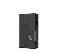 Tru Virtu® Karten-Portemonnaie Click & Slide Coin Pocket Nappa Black/Black I Kreditkartenetui I Kartenetui-RFID-NFC-Schutz I Geldbörse aus echtem italienischen Leder I Geldbeutel I Slim Wallet