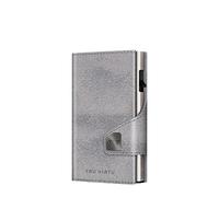 TRU VIRTU® Karten-Portemonnaie Click & Slide Glitter Silvergrey/Silver I Kreditkartenetui I Kartenetui-RFID-NFC-Schutz I Geldbörse aus echtem italienischen Leder I Geldbeutel I Slim Wallet