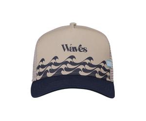 Trucker Cap COASTAL "Coastal HFT Bauhaus-Wave", Herren, Gr. onesize, sand, navy, 60% Baumwolle, 40% Polyester, bedruckt, Caps (34420309-0) sand, navy