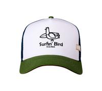 Trucker Cap COASTAL "Coastal Trucker Cap HFT Surfin Bird", Herren, Gr. onesize, weiß, olive, 60% Polyester, 40% Baumwolle, Caps (75525555-0) weiß, olive