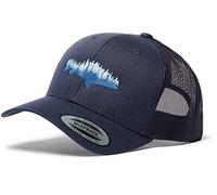 Trucker Cap Flexfit Snapback : Fisch Wald - Anglerhut Outdoor Cap - Cappi für Angler und Naturliebhaber Herren & Damen Baseball Cap Kappe Mütze Outdoor Kletter Ausrüstung Wander Zubehör (Navy)