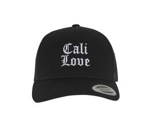 Trucker Cap MISTERTEE "MisterTee Cool Cali Love 5-Panel Retro Trucker Cap", Herren, Gr. onesize, schwarz, 60% Baumwolle, 40% Polyester, bedruckt, Caps (90553362-0) schwarz