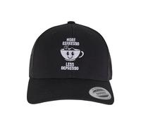 Trucker Cap MISTERTEE "MisterTee More Espresso Less Depresso Retro Trucker", Herren, Gr. onesize, schwarz, 65% Baumwolle, 35% Polyester, Caps (99827861-0) schwarz