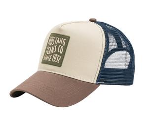 Trucker Cap MUSTANG, Herren, weiß (braun, sanftes weiß), Materialmix, mehrfarbig, Caps, Netzeinsatz, Größe individuell verstellbar (34580863-0) braun, sanftes weiß