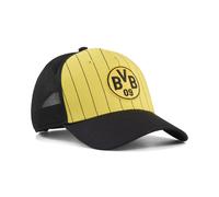 Trucker Cap PUMA "Borussia Dortmund KING Trucker Cap Erwachsene", Damen, Gr. onesize, gelb (schwarz faster gelb), Futter Vorderteil: 100% Polyester. Hinterer Einsatz: 100% Polyester, mehrfarbig, Caps