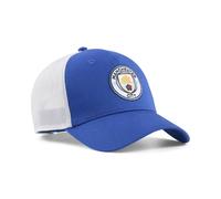 Trucker Cap PUMA "Manchester City KING Trucker Cap Erwachsene", Herren, Gr. onesize, blau (speedy blau weiß), Futter Vorderteil: 100% Polyester. Hinterer Einsatz: 100% Polyester, mehrfarbig, Caps (269