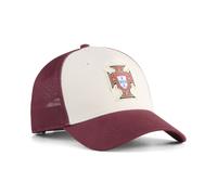 Trucker Cap PUMA "Portugal KING Trucker Cap Erwachsene", Herren, Gr. onesize, ruby shimmer alpine snow rot weiß, Futter Vorderteil: 100% Polyester. Hinterer Einsatz: 100% Polyester, mehrfarbig, Caps (