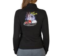 Trucker Motiv Sweatjacke Frau, LKW Fahrer Zip Sweater Damen : Born to Roam - Motiv Zip Sweatshirt Trucker/Trucks Gr: XL