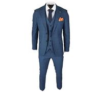 TruClothing.com Herren 3-teiliger Prince of Wales Karoanzug blau klassisch leicht taillierte Passform modern, blau, 46