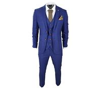 TruClothing.com Herren Anzug Blau Braun Karo 3 Teilig Hochzeit Prom Rennen Prinz den Wales - blau 56