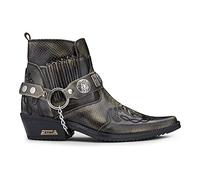 TruClothing.com Herren Cowboystiefel, hochwertig, echtes Leder, Vintage, Wincklepicker, Reitstiefel, Tanzstiefel, kubanischer Absatz, Oliv schwarz, 43 EU