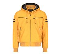 TruClothing.com Herren Echtleder Bomberjacke mit Kapuze Blau Schwarz Rot Weiß Schwarz Gelb Braun - gelb XL