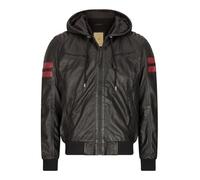 TruClothing.com Herren Echtleder Bomberjacke mit Kapuze Blau Schwarz Rot Weiß Schwarz Gelb Braun - schwarz L