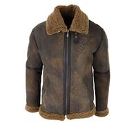 TruClothing.com Herren Lederjacke Braun Schafsleder Jacke Echtes Schaffell Fliegen Kamel Pelz Zipped Klassisch Winter - braun 5XL