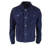 TruClothing.com Herren Lederjacke Echt Wildlederjacke Kurz Biker Klassisch Vintage