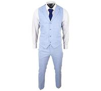 TruClothing.com Herren Sommer Anzug Weste Hose Leinen Elegant Formal Baby Blau Hochzeit - blau 54