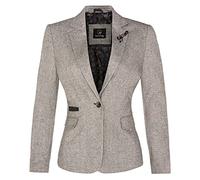 Hellgrauer Tweed-Blazer im Fischgrätmuster der 1920er-Jahre für Damen EU 38 / UK 10