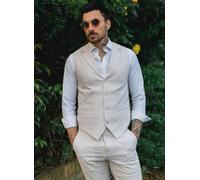 TruClothing Sommeranzug, 2-teilig aus Leinen: Weste und Hose, formal - Beige 48" (Chest) 42" (Waist)