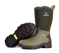 Trudave Gummistiefel für Herren mit Stahlschaft, Arbeitsschlamm, Regenstiefel, wasserdichte Jagdstiefel für Landwirtschaft, Gartenarbeit, Angeln, Größe 39-47, Olivgrün, 46 EU
