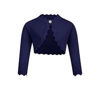 trudge Mädchen Bolero Baumwolle Langarm Front öffnen Strickjacke Oberbekleidung Abend Hochzeit Navy Blau 152/10-11 Jahre