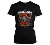 True Love Damen Girlie T-Shirt | Liebe Rockabilly Gangster Bonnie Clyde (XL)