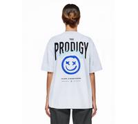 Oversize-Shirt TRUEPRODIGY "Hajin F Logo Print Oversized Rundhals", Damen, Gr. XL, grau (graumelange), Obermaterial: 50% Baumwolle CO. 50% Polyester PES., Rundhals, Shirts (35873837-XL) graumelange
